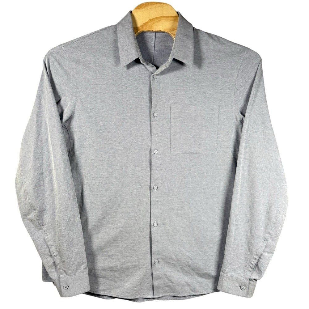 Lululemon Commission Stretch Performance Long Sleeve Button Up Shirt Blue Men XL